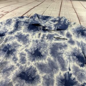 Disney Parks Walt Disney World Tie-Dye Polo Shirt Slim Fit Blue Sz Medium Men’s